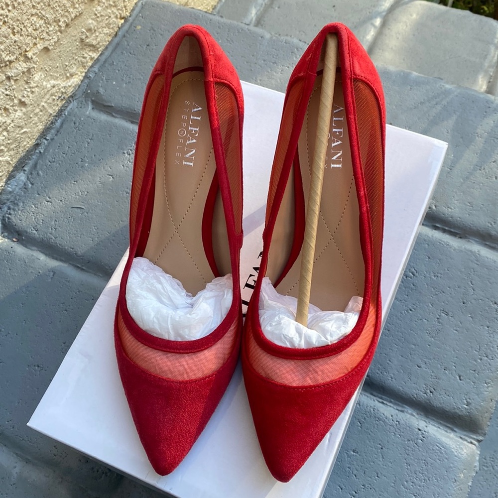ALFANI | Jeules Suede Mesh Red Pumps. Size 6M